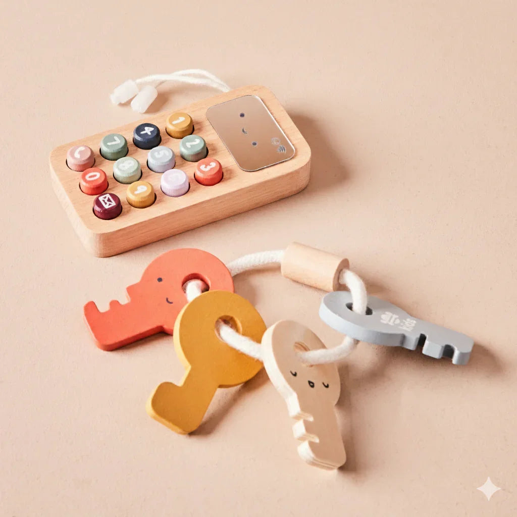 Just Bee Kids Wooden Phone & Keys Toy Set